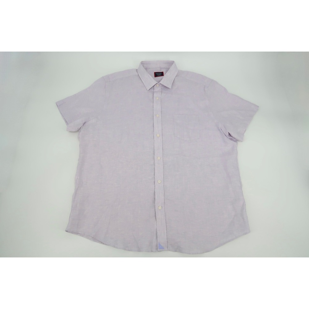 UNTUCKit Cameron Shirt Men's XXL Purple Linen Wrinkle‎ Free Short Sleeve